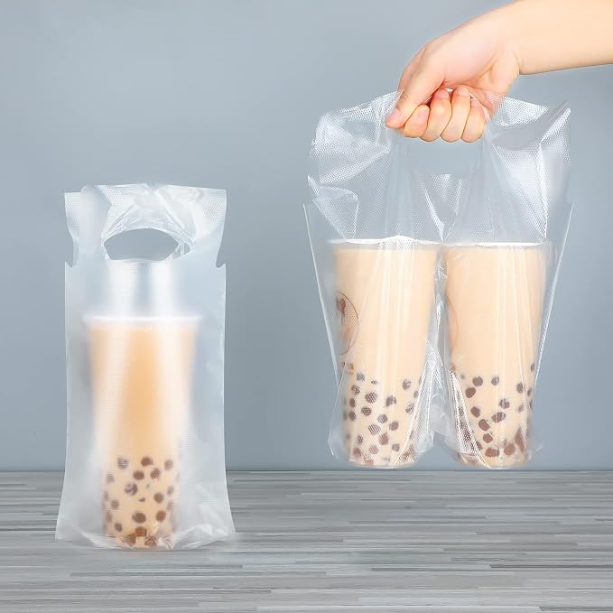 200 Pcs Clear Drink Carrier Bags Plastic - Image 7