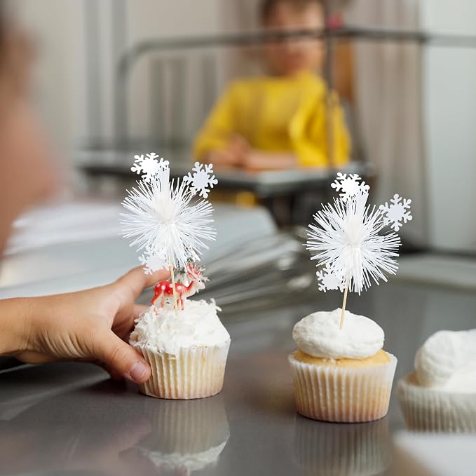 Gyufise 20Pcs Foil Firework Cupcake Toppers Sparkle Tinsel Cake Toppers Tinsel - Image 6
