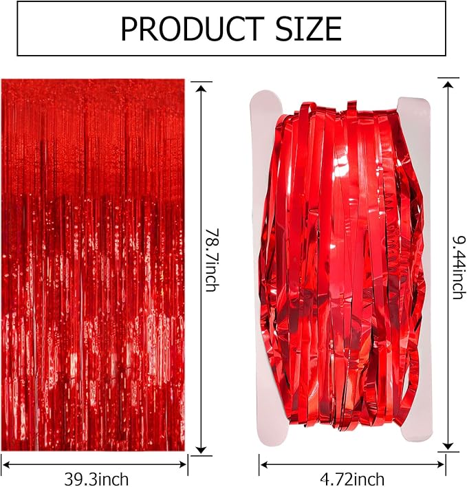 20 Pack Red Streamers Party Backdrop Christmas Decorations Foil Fringe Backdrop - Image 7