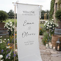 Wedding Welcome Sign Banner Personalized Custom Name Linen Fabric Wedding by Custom