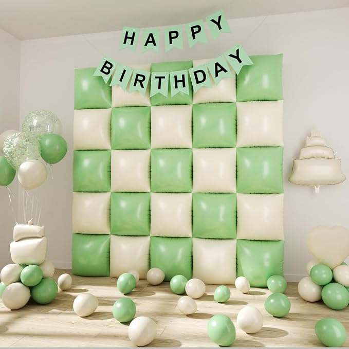 Matte Mint Green and Beige Foil Balloons Wall Tunnel Backdrop Double Sided - Image 7