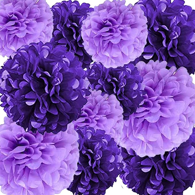 We Moment Purple Paper Pom Poms Decorations by We+Moment