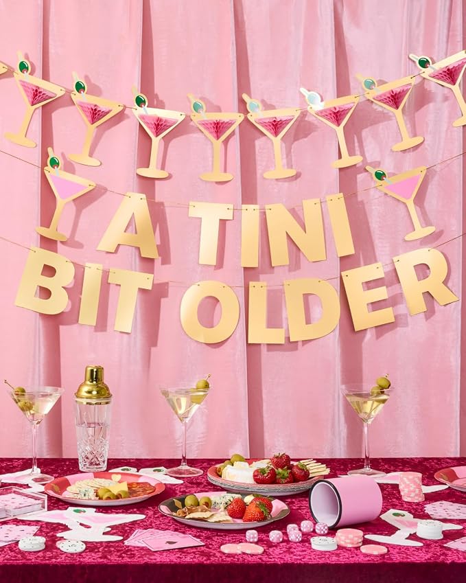 xo, Fetti Martini 3D Pop Up Gold Foil Banner - 5ft | Birthday Bach Decor | - Image 7
