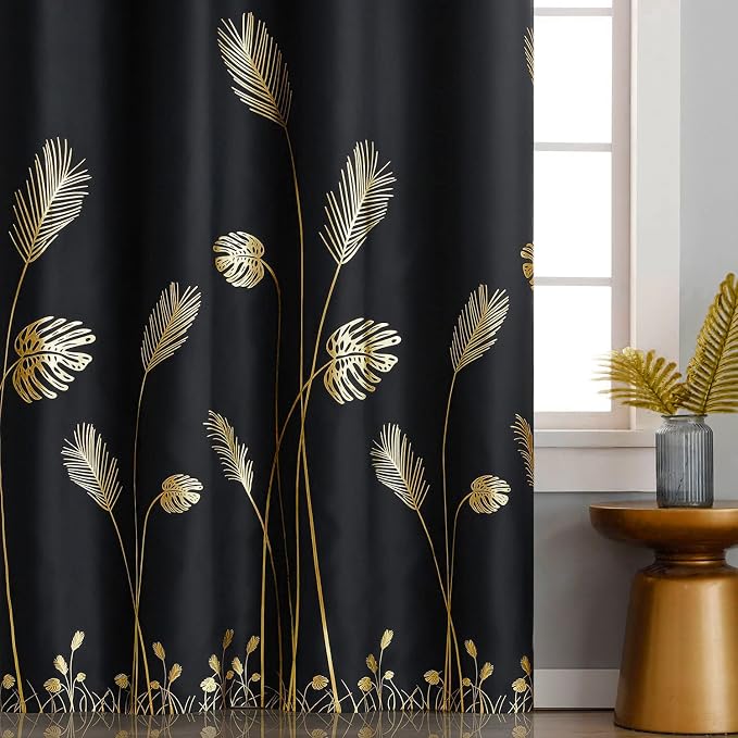 Blackout Curtains 84 Inches Long 2 Panels Room Divider Thermal Insulated Leaf - Image 2