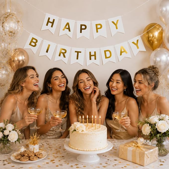 White Happy Birthday Banner Sign - Image 8