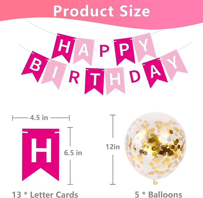 Happy Birthday Banner Sign Bunting Hanging Decorations - Image 6