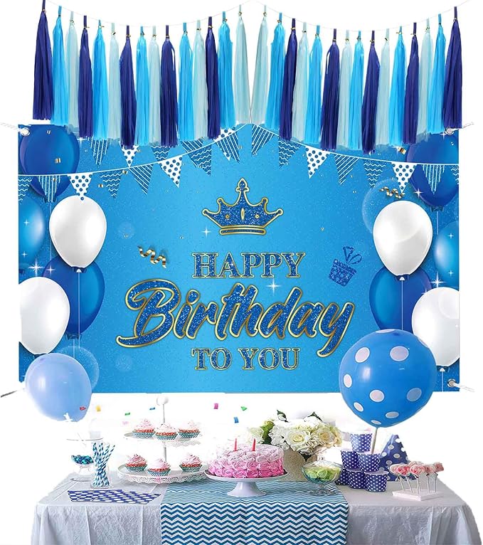 Blue Ombre Tassel 30Pcs Tissue Paper Tassels Garland DIY Hanging Paper - Image 7