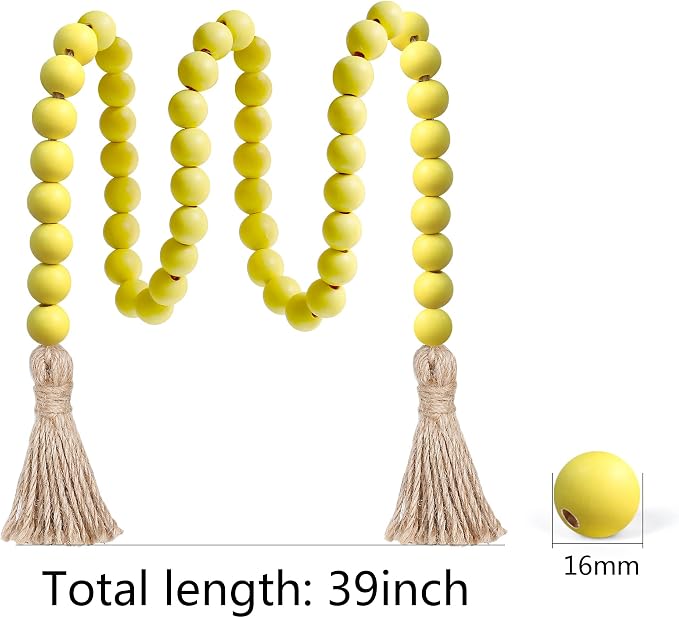 Meplait 39in Wood Bead Garland, Farmhouse Beads - Image 6
