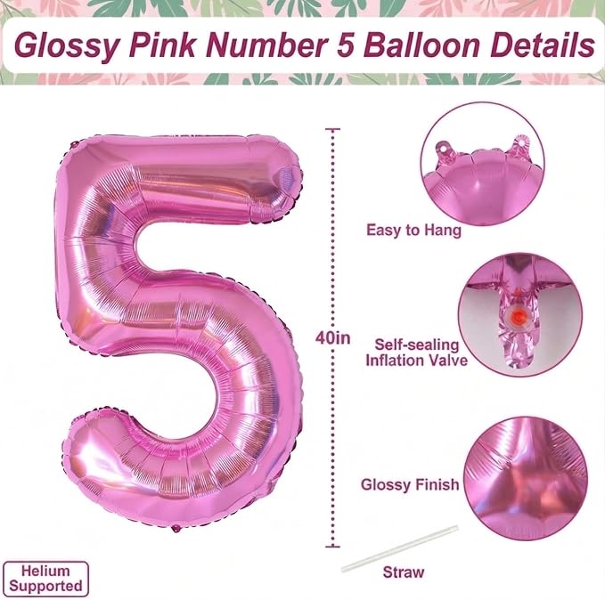 Pink Number 15 Balloon 40 Inch, Shimmering Foil Digit - Image 4