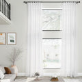 White Linen Curtains for Living Room Extra Long Back Tab Curtains 2 Panels Set by Nanspring