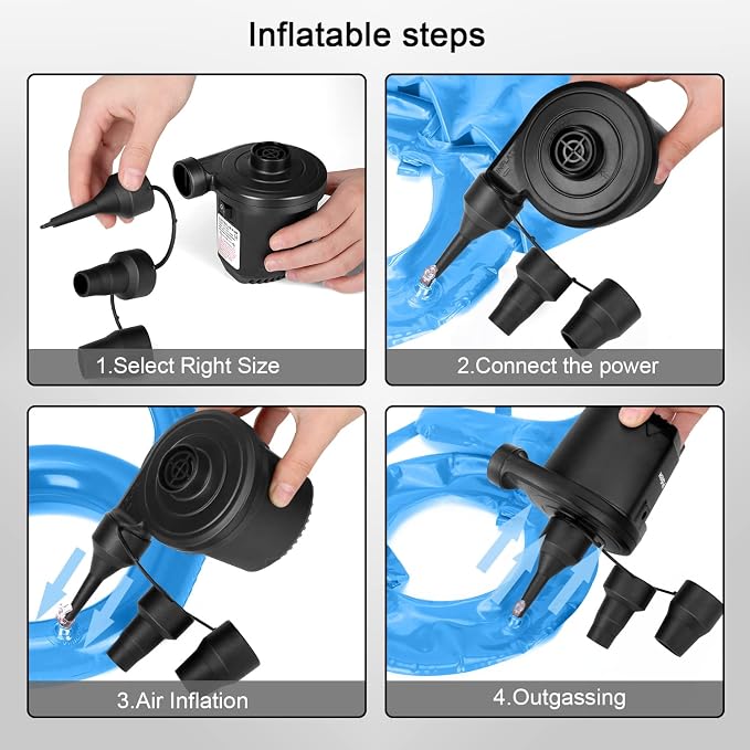 Air Pump for Inflatables, Portable Quick-Fill Electric Air Mattress Pump - Image 4