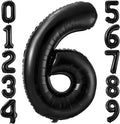 Black 6 Balloon Number, 40 Inch Number 6 Balloon Large Black 6 Foil Mylar by BBPOOL