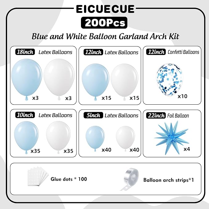 Blue and White Balloons Garland Arch Kit - Image 2