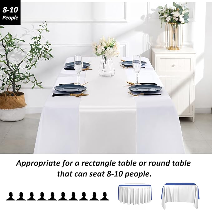 SiinvdaBZX 12 Pcs White Satin Table Runner 12 x 108 inches Long | Bright Smooth - Image 3