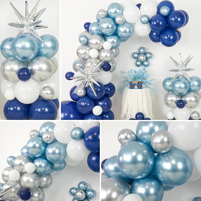 Blue Silver Balloon Arch Kit - Image 5