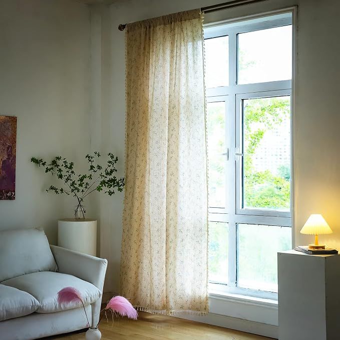 Sutuo Home Florals Boho Farmhouse Curtains, Semi-Blackout Drape Bohemian Window - Image 2
