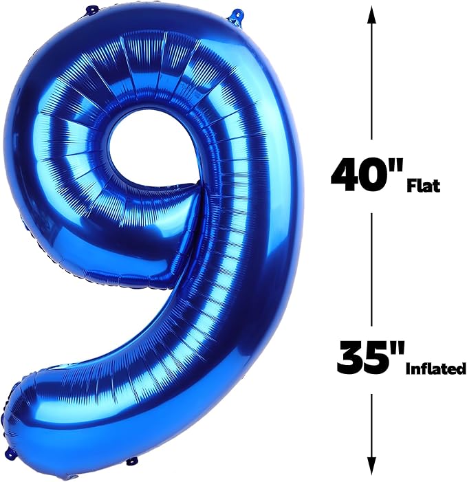 Navy Blue Number 9 Balloon 40 inch, 9th Birthday Party Balloons Decorations | - Image 2