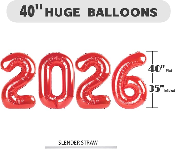 Number Balloons Red 2026 Balloon 40 inch - Image 5