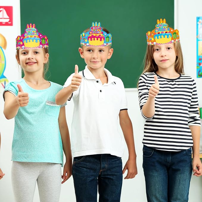 36 Pack Birthday Crowns for Kids Colorful Paper Party Hats Birthday Crown Set - Image 6
