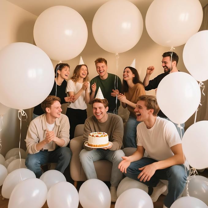 White Big Balloons 32pcs, 18 Inch Large Latex Giant Heavy Duty Balloons - Image 6