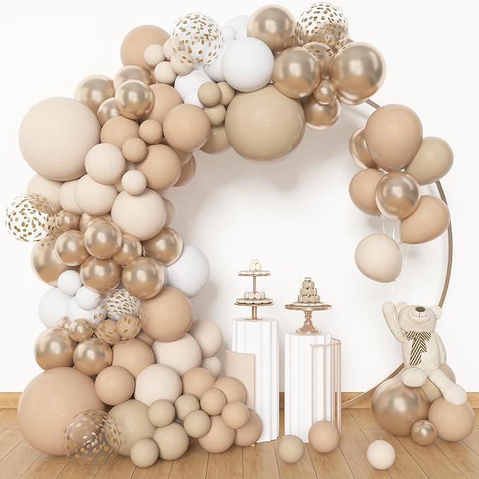 Amandir 153pcs White Sand Beige Balloon Arch Garland Kit Different Sizes | 18 - Image 4