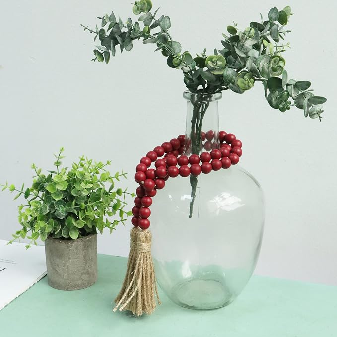 Meplait 39in Wood Bead Garland, Farmhouse Beads - Image 3
