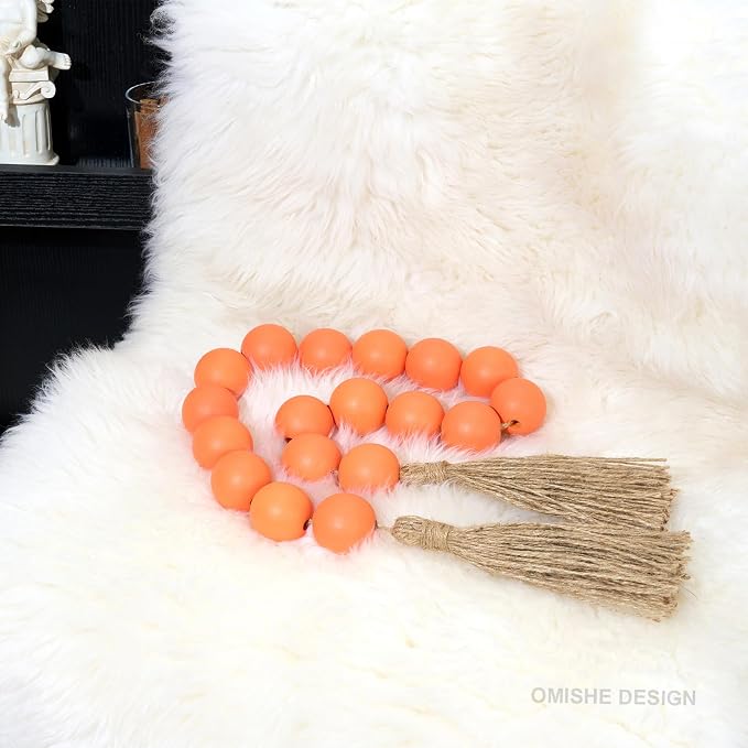 OMISHE Extra Large Wood Bead Garland Orange - Image 2