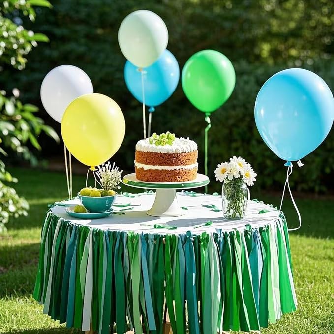 Green Gradient Tissue Paper Tassels 30pcs Streamers Party - Image 5