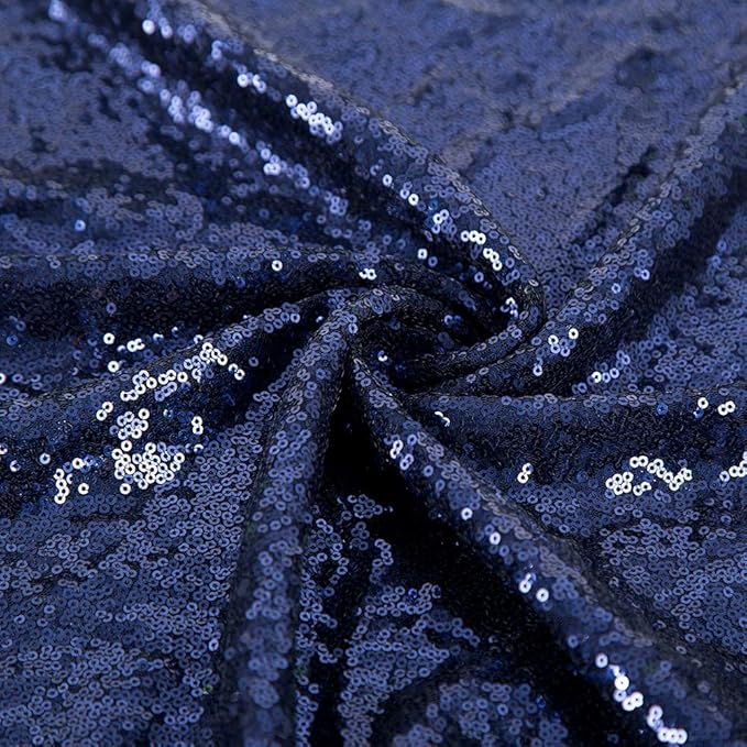 JYFLZQ Navy Blue Sequin Backdrop Curtains 8ft x 8ft 1 Panel Glitter Photo Booth Backdrops Sparkly Photography Background Drapes for Parties Wedding Bridal Showers