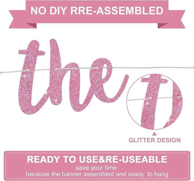 BEISHIDA Pink Pre-Strung Glitter The Beginning of A New Chapter Banner | - Image 2