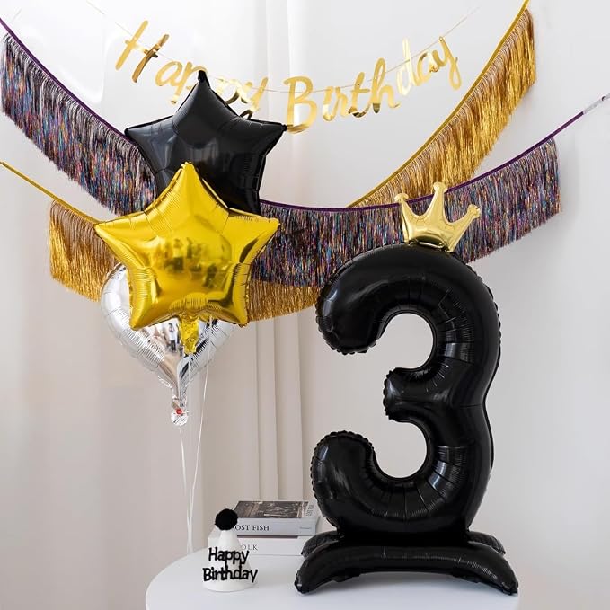 Black Crown Number 2 Balloon Standing Black Princess Digital 2 Foil Balloon | - Image 4