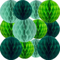 Green Paper Honeycomb Flower Balls-12 Pcs 6" 10" Tissue Pompoms They are by Unknown