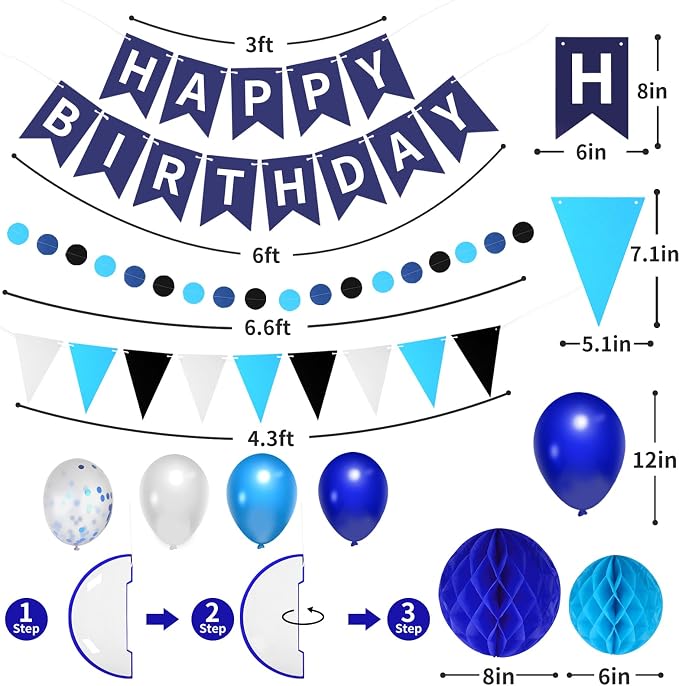 33 Packs Birthday Party Decorations, Happy Birthday Hanging Banner Circle Dot - Image 3