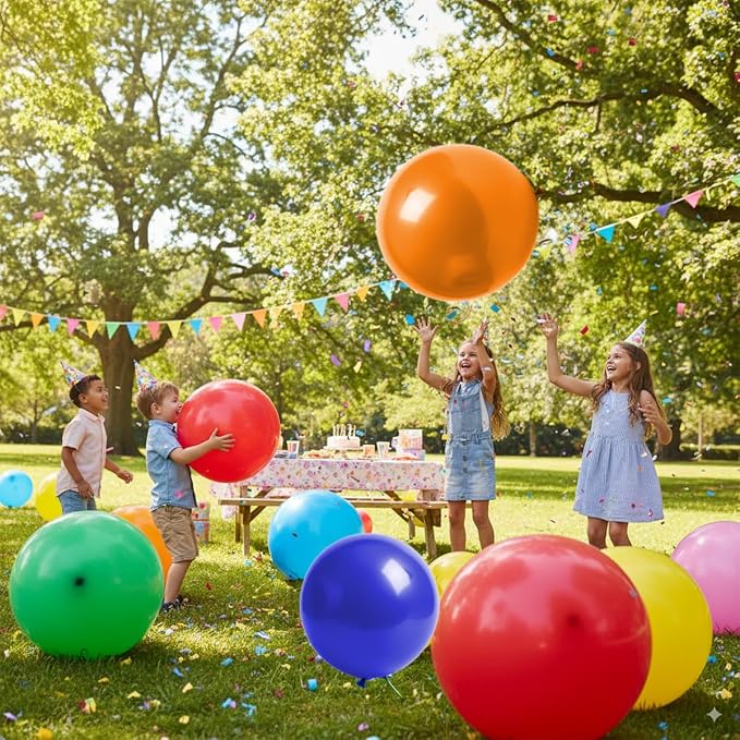 36 Inch Giant Latex Balloons Set 9 Pcs Multi-Color Big Balloons - Image 5