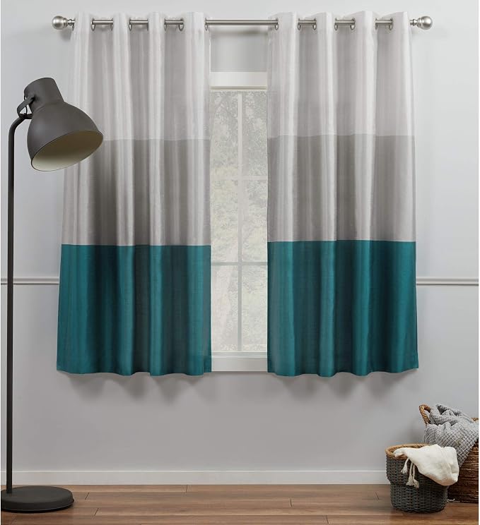 Exclusive Home Chateau Striped Faux Silk Grommet Top Curtain Panel Pair by Chaps