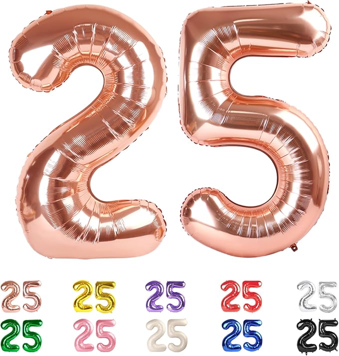 40 Inch Number 25 Balloon for 25th Year Old Birthday Decorations, Rose Gold | by Mluchee