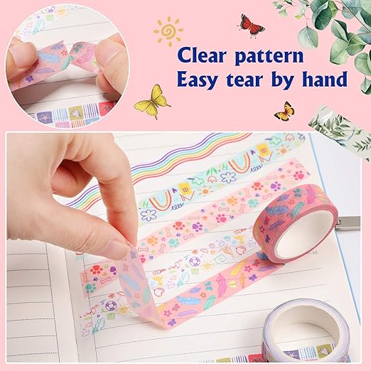 TaoBary 33 Rolls Holiday Plaid Washi Tape, 15 mm Seasonal Washi Tape Set Bohemian Colorful Vintage Cute for Card Wrapping Craft(Cool Style)