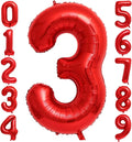 Red 3 Number Balloons, 40 Inch 3 Balloons Foil Mylar Helium Big Red 3 Balloon by BBPOOL