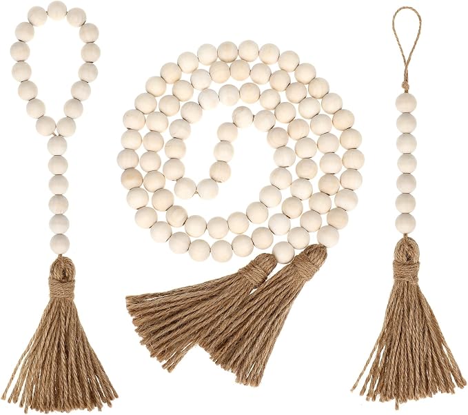 IMIKEYA Wooden Beads Garland: 3PCS Farmhouse Wood Bead Garland by IMIKEYA