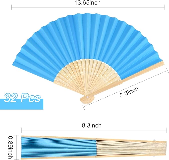 FEPITO 32 Pieces Handheld Paper Fan - Image 2