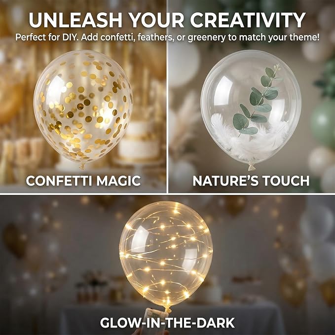 40pcs Clear Balloons 12 Inch, Transparent Latex Balloons | Balloons - Image 3