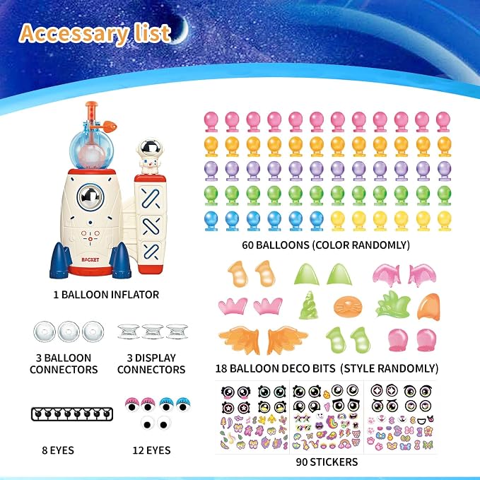 Amy&Benton 195PCS Space Rocket DIY Sticky Balloons - Image 7