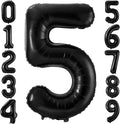 Black 5 Balloon Number, 40 Inch Number 5 Balloon Large Black 5 Foil Mylar by BBPOOL