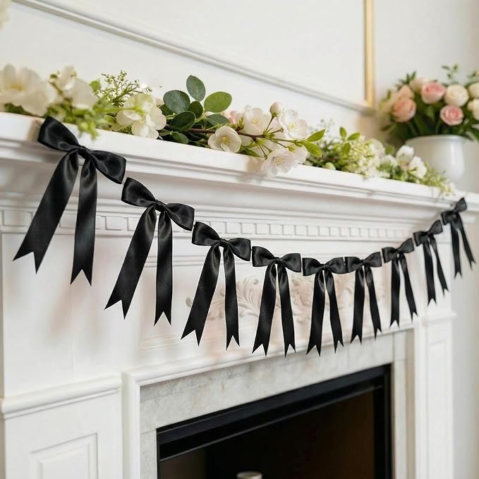 2 Strings Black Bow Garland Banner Decorations - Image 3