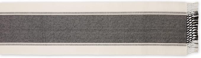 DII Dobby Stripe Table Runner, 13x108 Black & Cream Background | Woven - Image 2