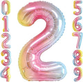 Rainbow Gradient Number 2 Balloon 40 Inch Big Large Balloons 0-9 | 2nd Helium by SULALABOO