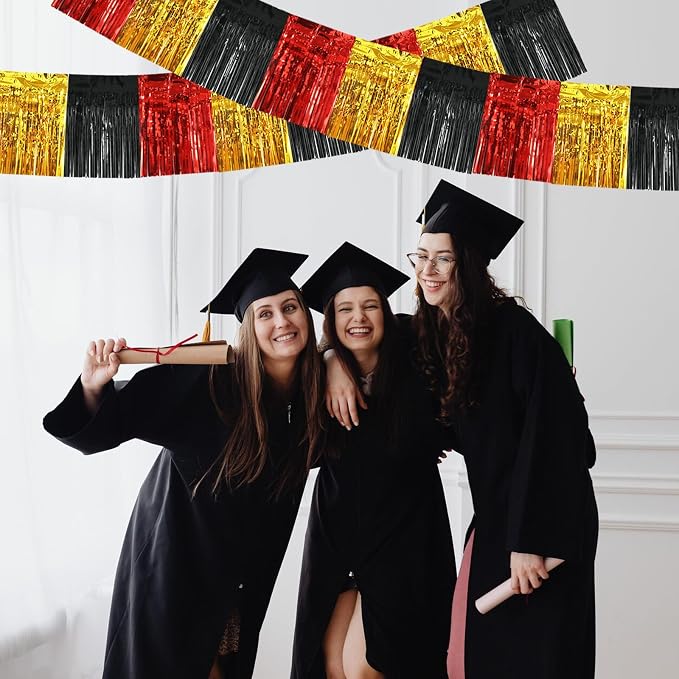BEISHIDA Black Gold Fringe Garland Banner 30ft Wall Tinsel Foil Streamers | - Image 4