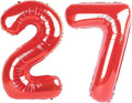 Red Number 27 Balloon 40 Inch Birthday Decorations, Number 27 Balloon Birthday by Upgesy
