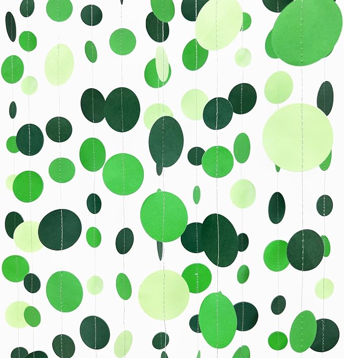 Green Party Decorations Ombre Green Circle Dots Garland Hanging Paper Polka Dot by pinkblume