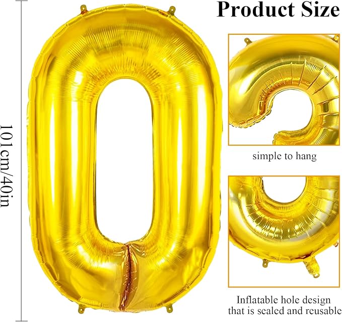Number 0 Balloons for Birthday Party Decorations, 0-100 Large No.0 Balloons for - Image 2